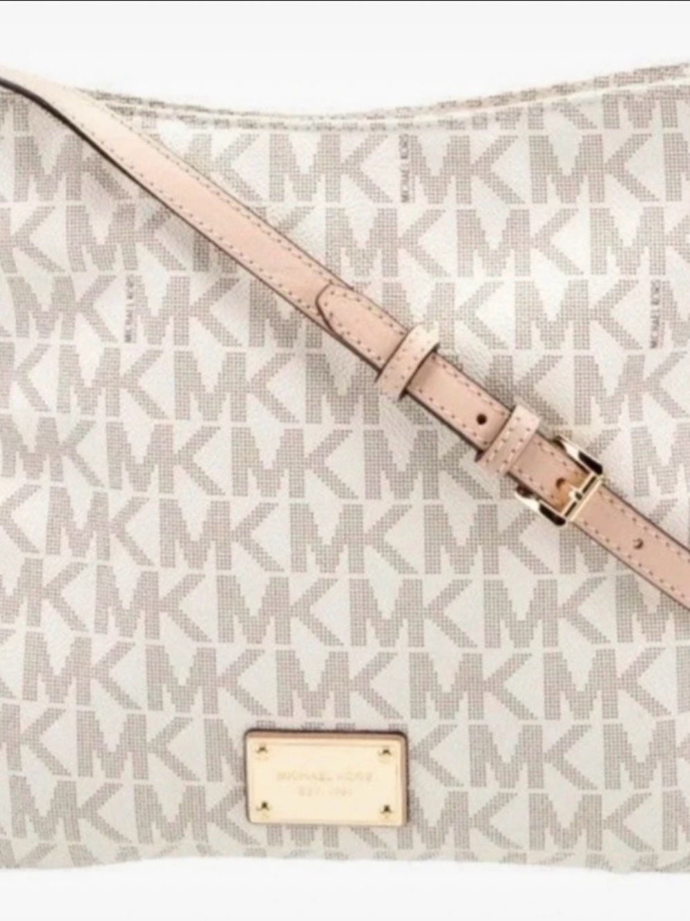 Michael Kors Vanilla MK Logo Shoulder Bag
